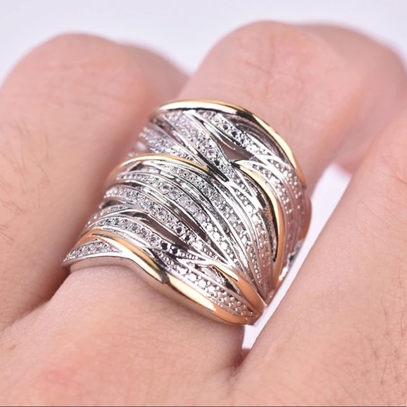 New Two Tone Multilayer 925 Sterling Silver Ring - Picture 4 of 9